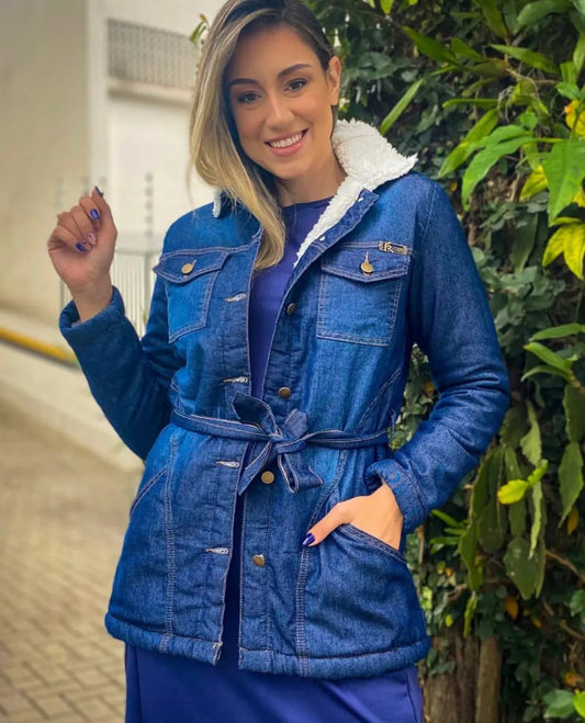 Parka jeans pelúcia