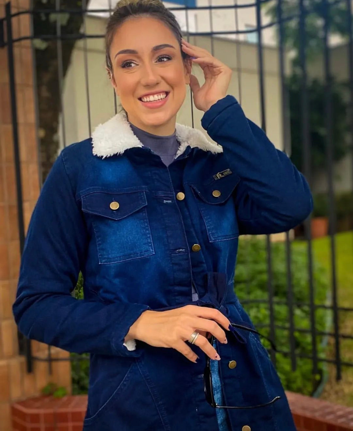 Parka jeans pelúcia