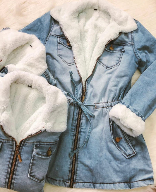 Parka jeans pelúcia